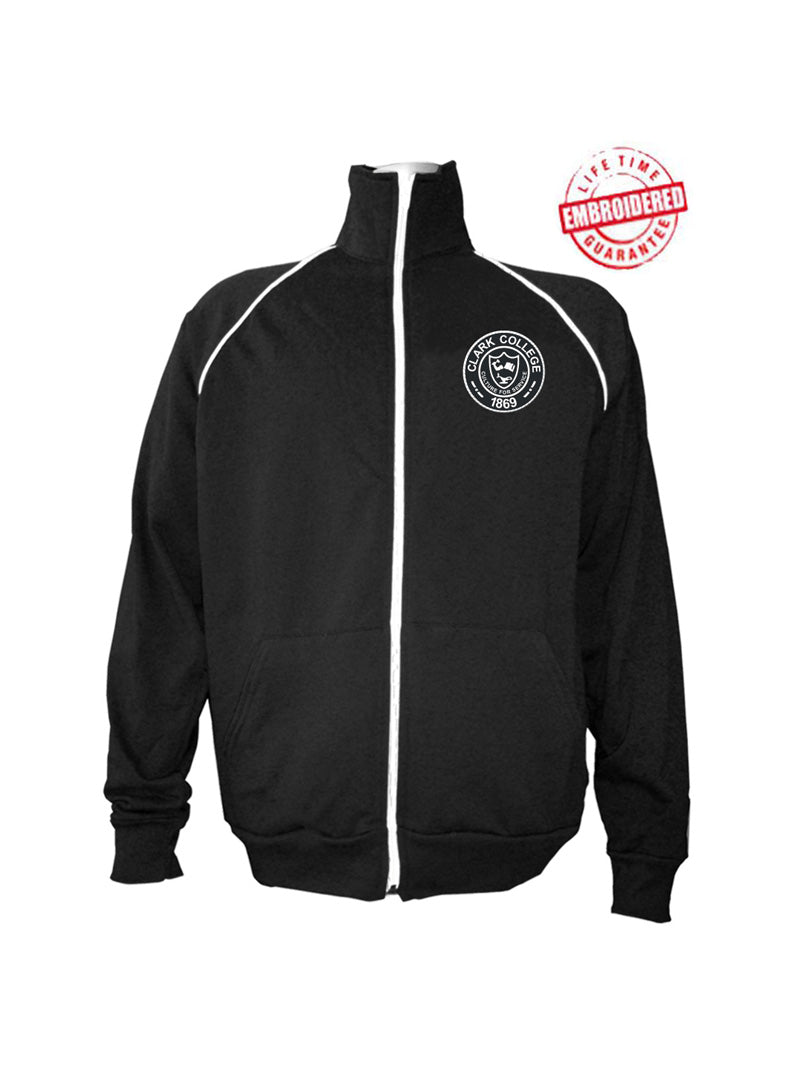 Clark College Men’s Logo Track Jacket, Black EMBROIDERED with Lifeti