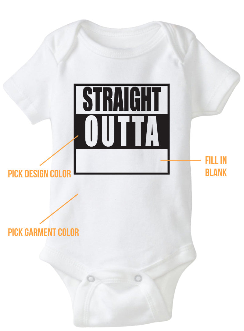 Custom Straight Outta _____ Screen Printed T-Shirt